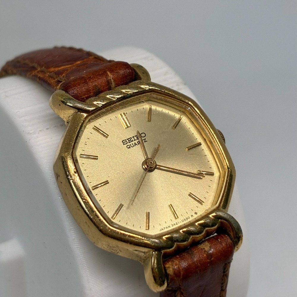 Vintage SEIKO 3421-5140 Ladies Gold Tone Octagon Watch - New Battery!